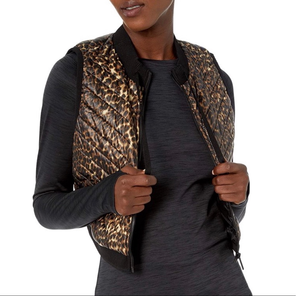 NWOT Calvin Klein Cropped Quilted Cheetah Print Vest!